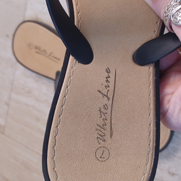 White Line Rhinestone Flip Flops - Picture 3 of 7